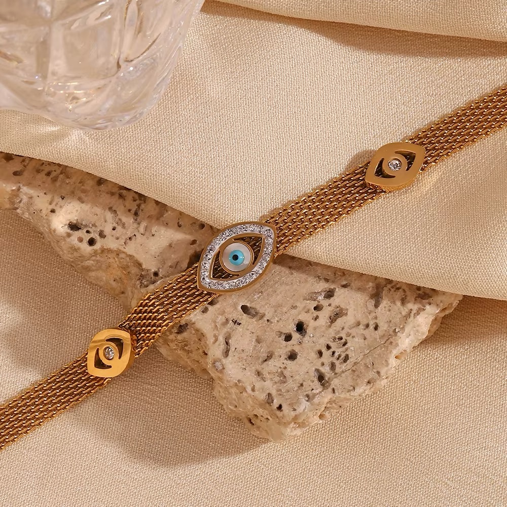 18K Gold Plated Evil Eye Bracelet*Nostalgic Unique Waterproof Tarnish Free MJ - Picture 5 of 6